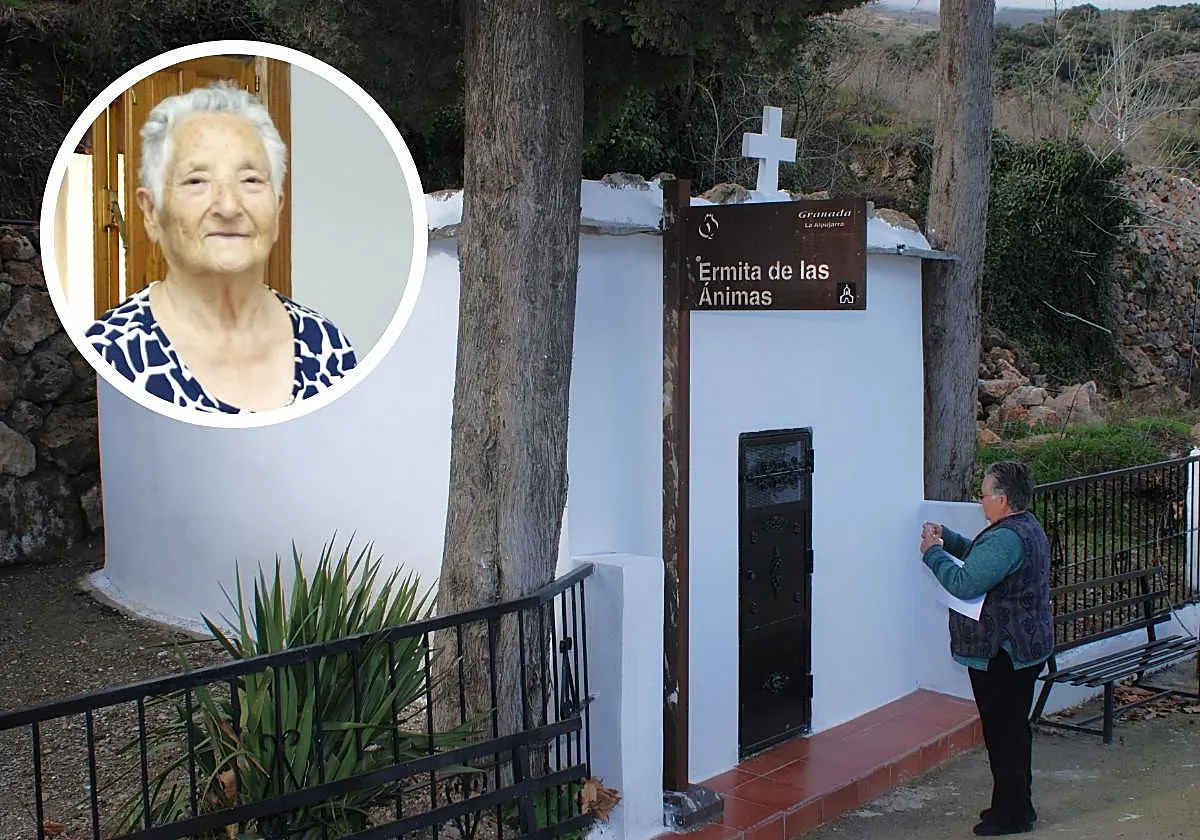 Pilar Antequera, de 89 años, cuida la ermita de las Ánimas Benditas de Juviles